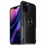 Wholesale iPhone 11 Pro Max (6.5in) Ring Stand PU Leather Design Case (Black)